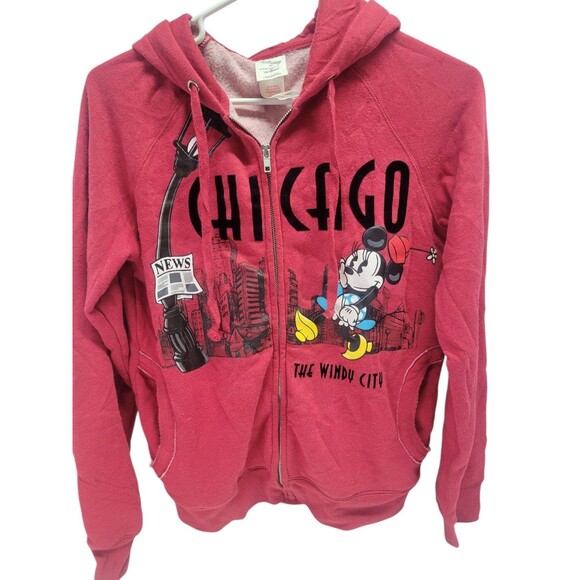 DISNEY STORES CHICAGO HOODIE SWEATSHIRT MINNIE MOUSE Jacket FULL ZIP  XS - Picture 1 of 9